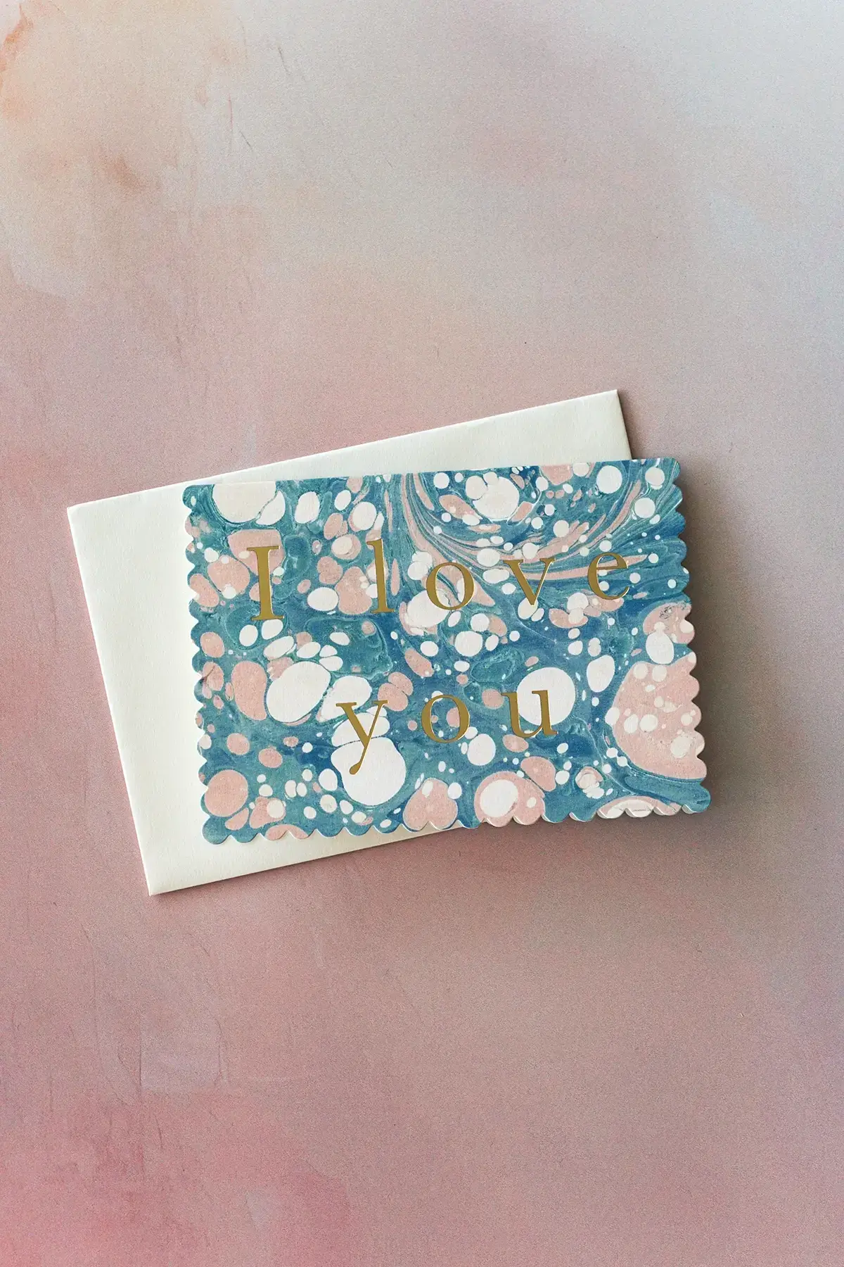 pastel marble i love you card