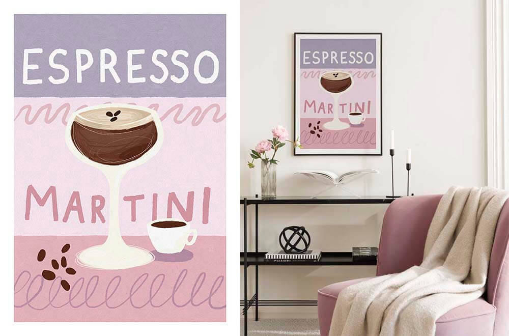 espresso martini pastel art print