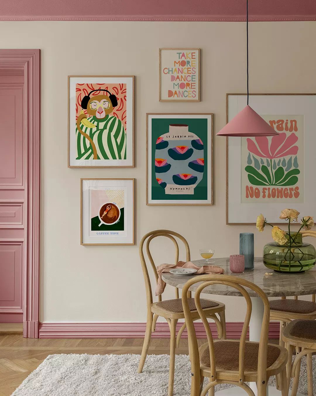 Desenio gallery wall in pink room - Where to Buy Art Prints & Posters