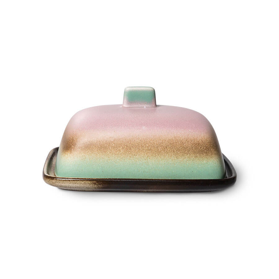 70s pastel gradient ceramic butter dish