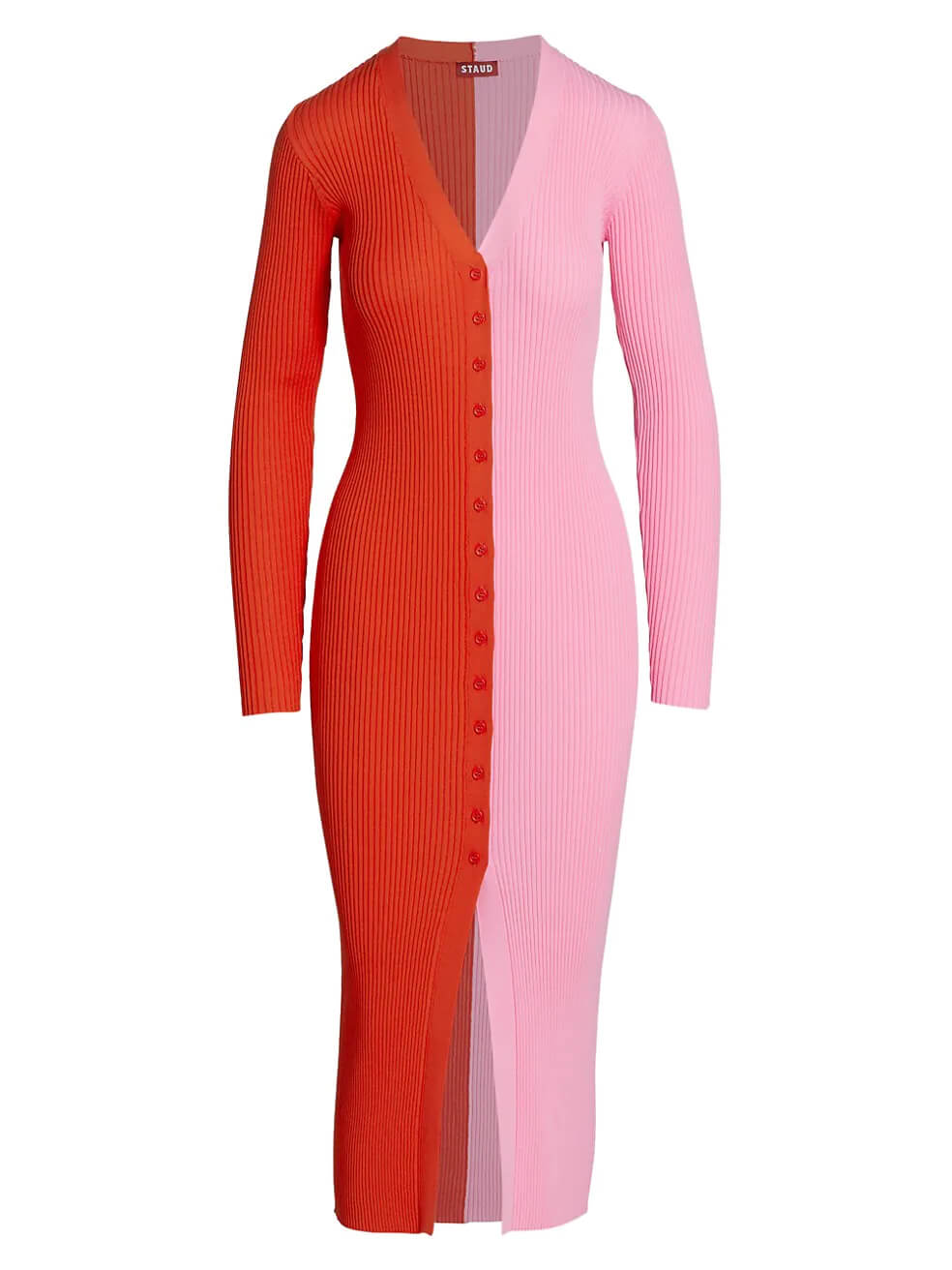 pink & red colorblock body-con dress