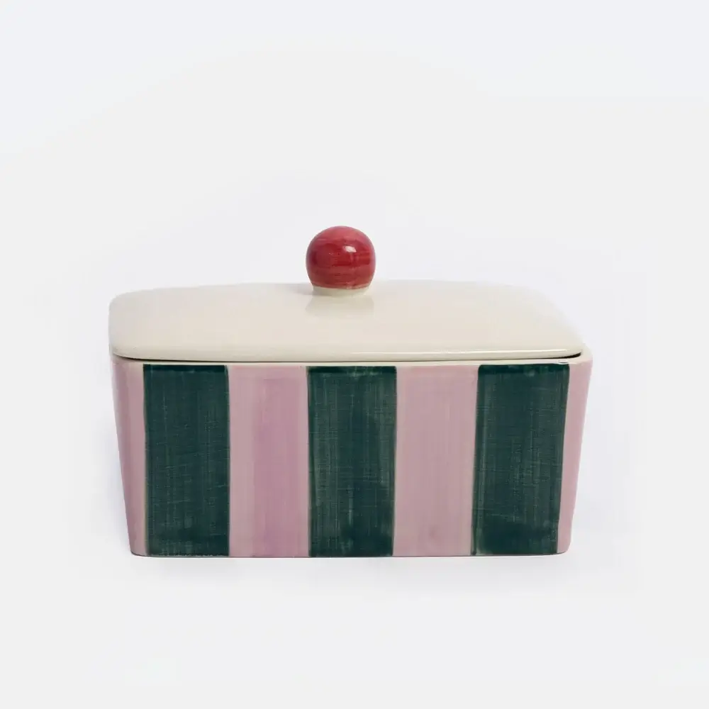 caroline gardner striped ceramic butter dish