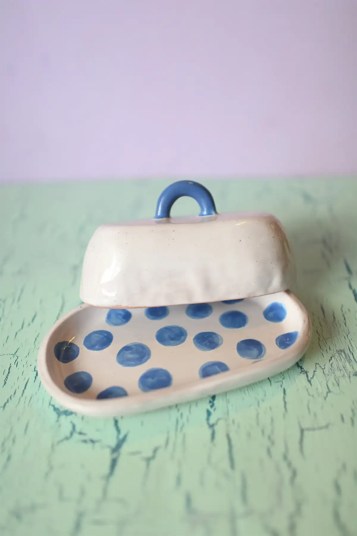 dotted ceramic butter dish - custom colors 