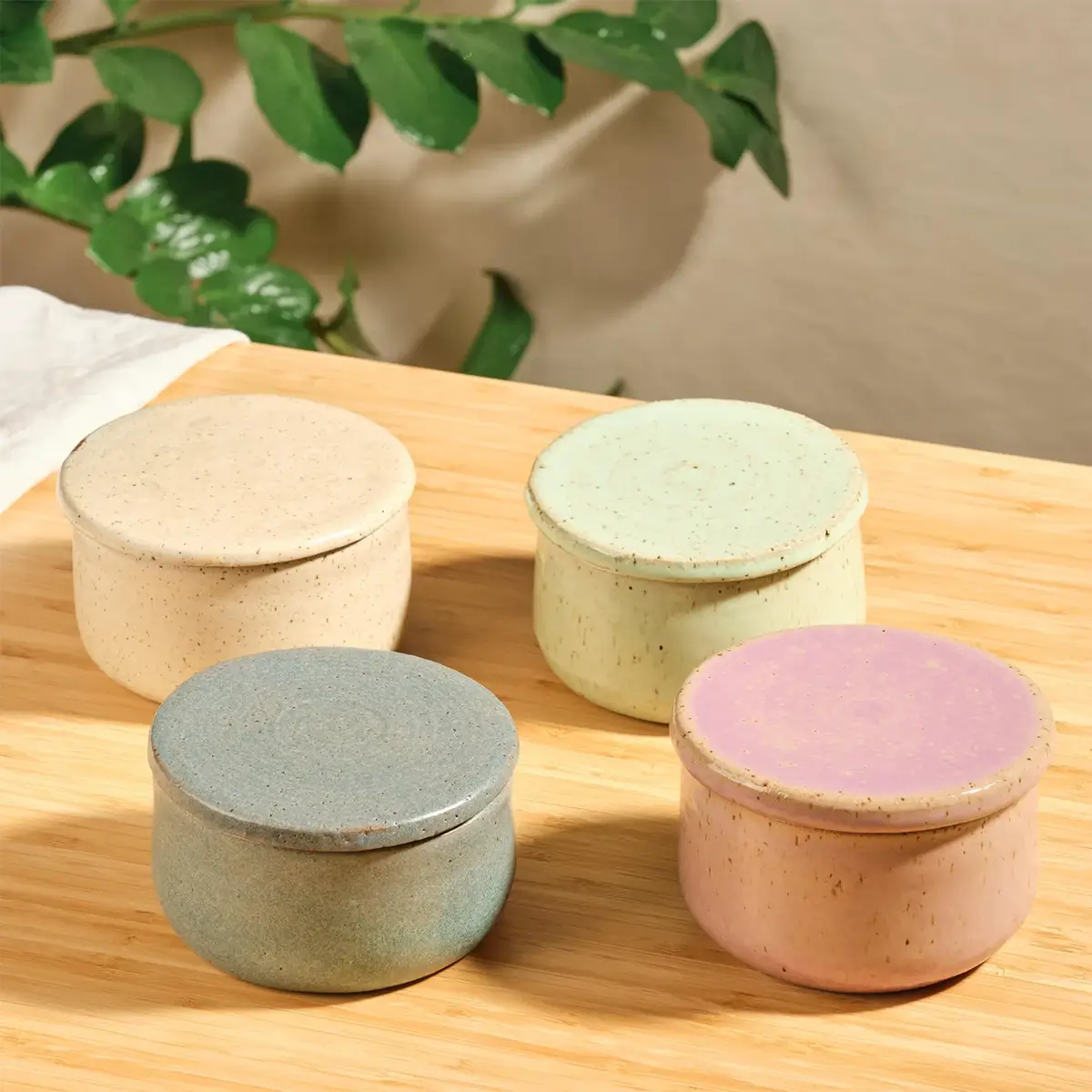 colorful ceramic french butter keeper