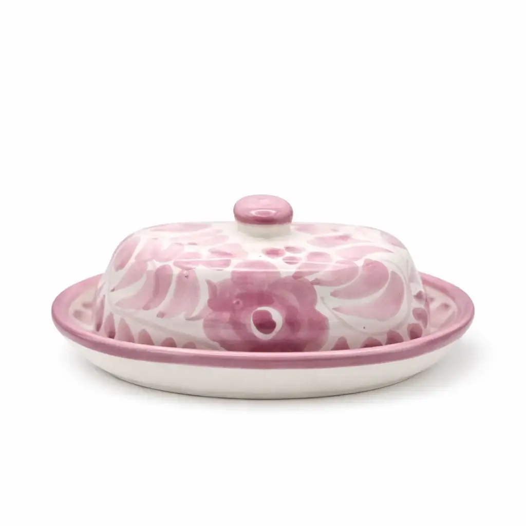 dos flores lavender ceramic butter dish by helenita home