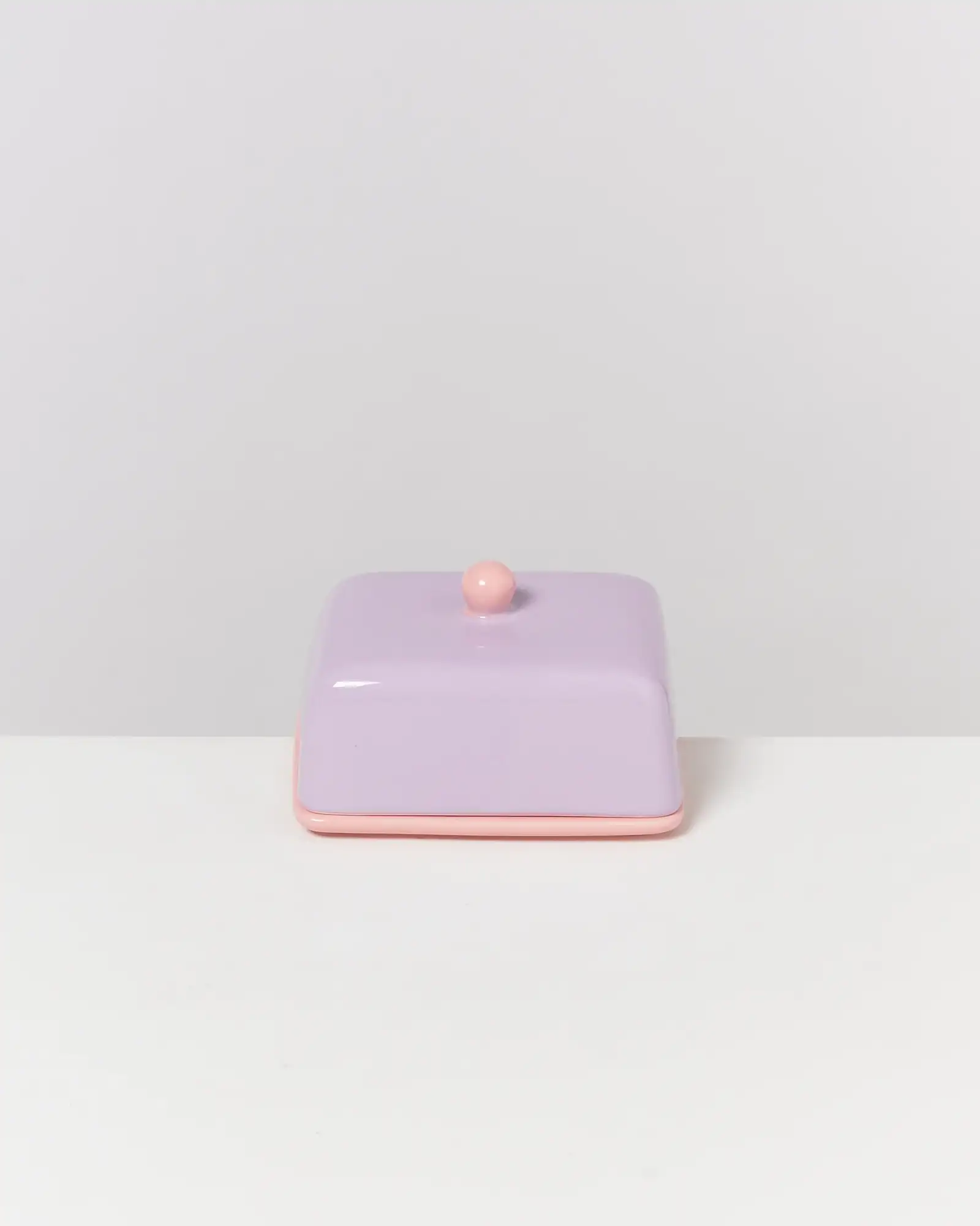 lilac and pink butter dish