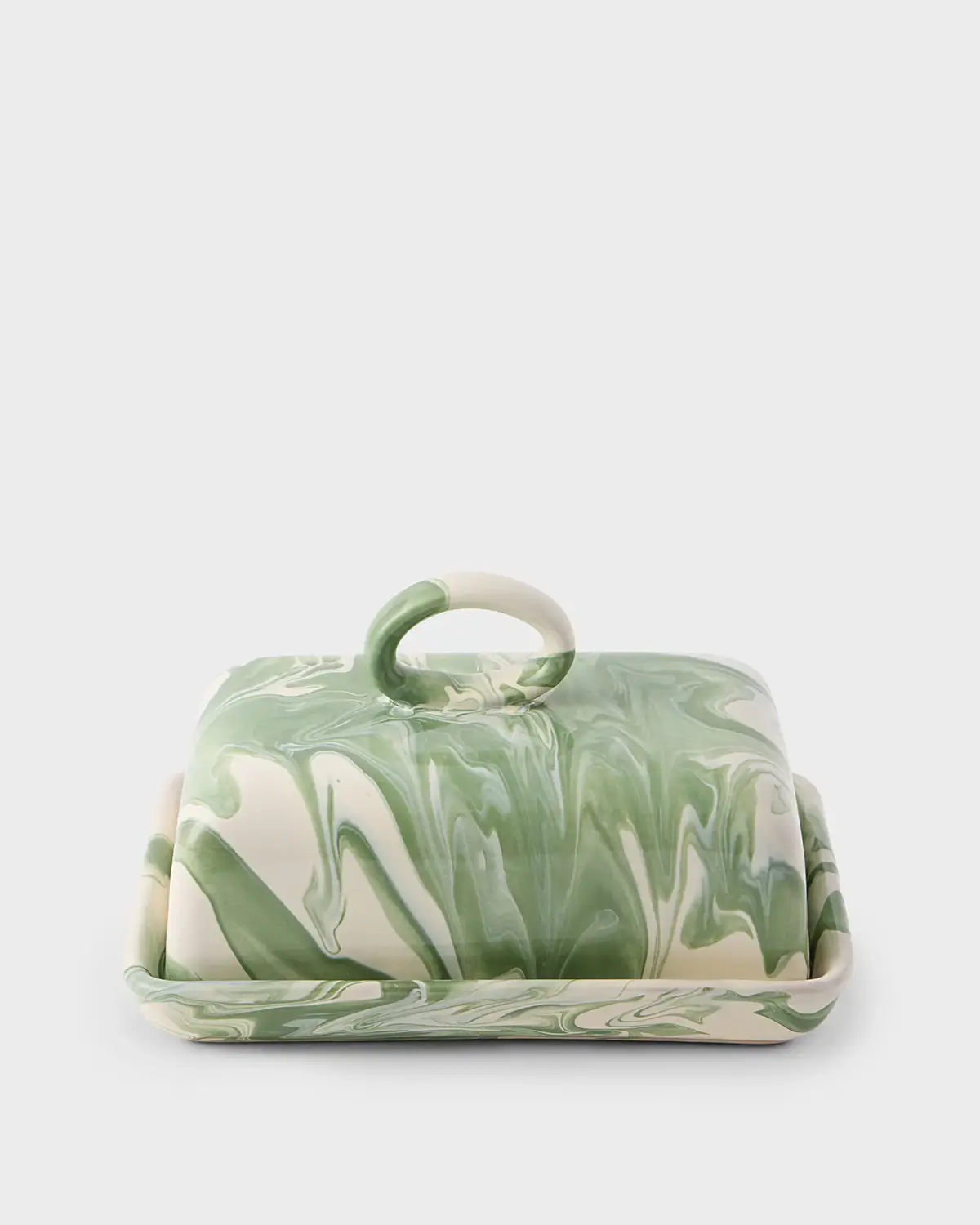 marbled green and butter dish