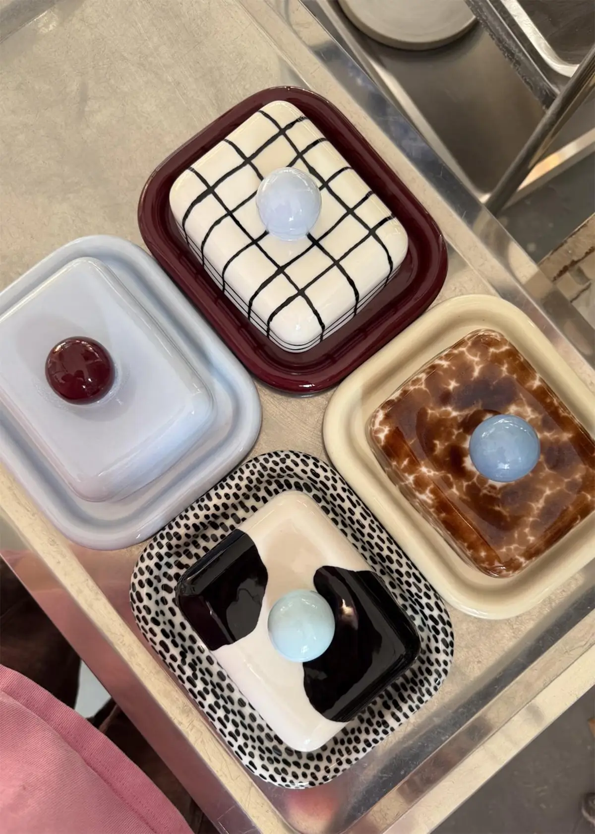 mix and match maximalist ceramic butter dishes by makaki studio