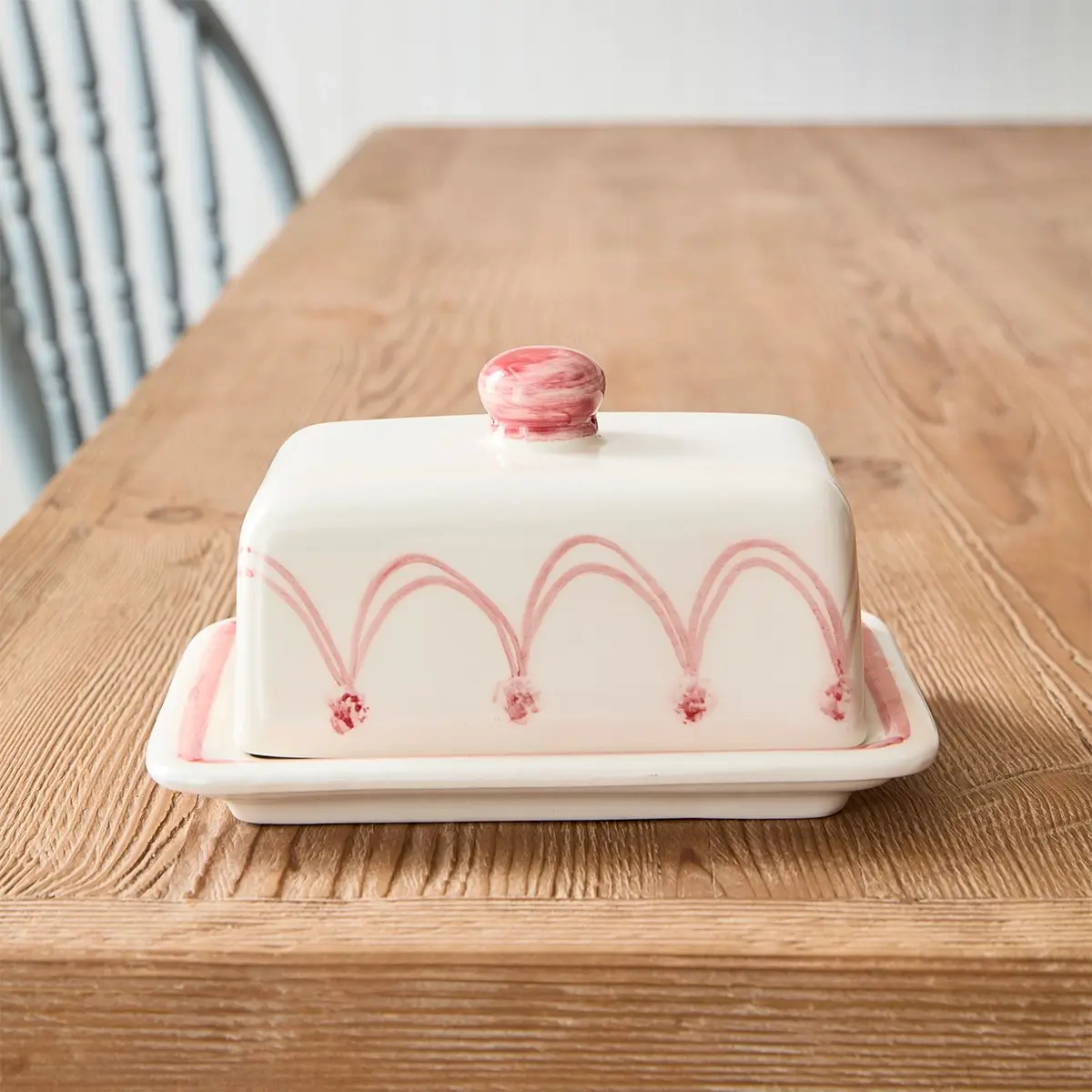 pink butter dish