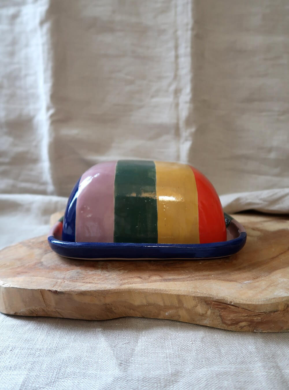 rainbow ceramic butter dish