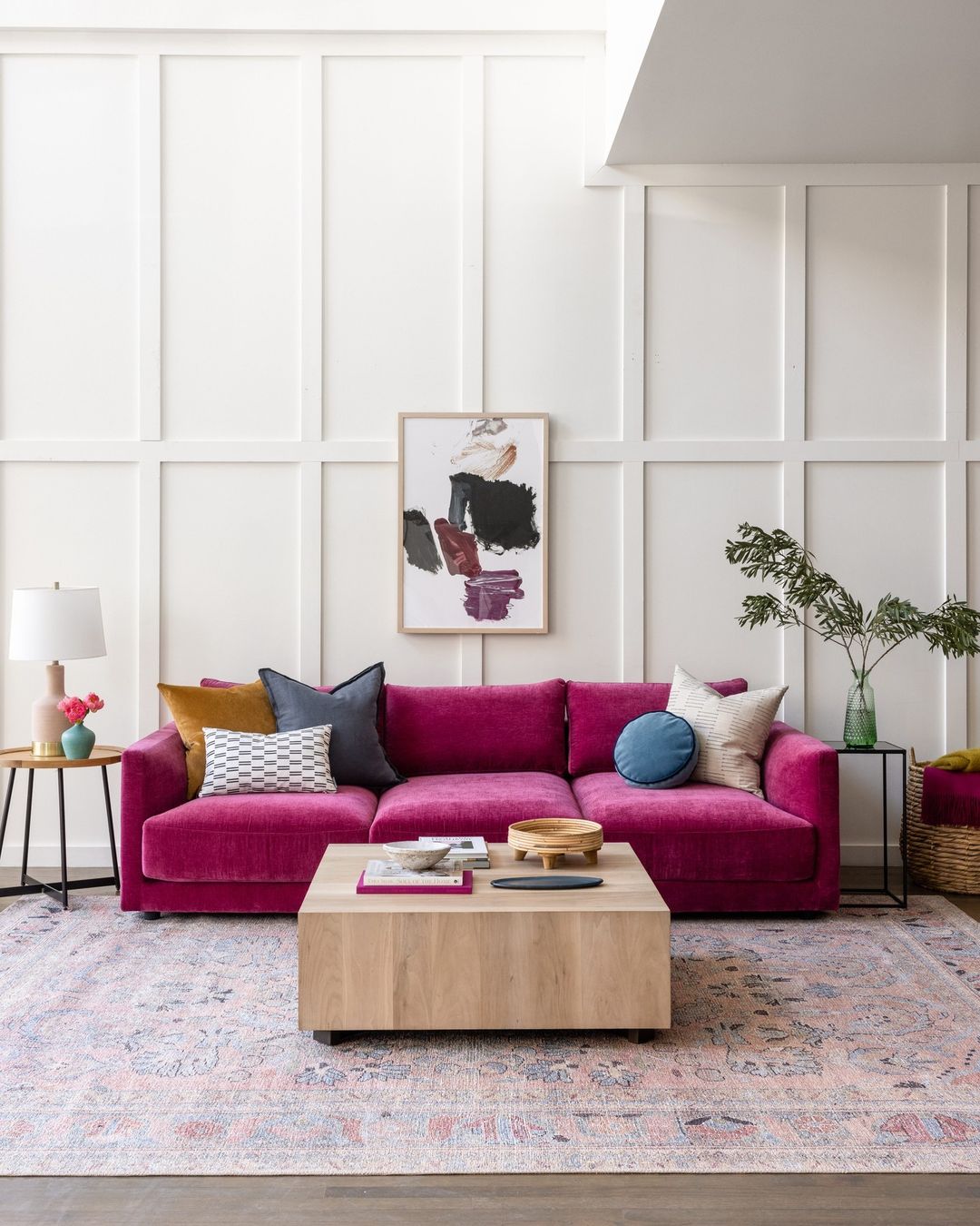 What Colors Complement a Pink Couch in a Living Room? - A House in the Hills