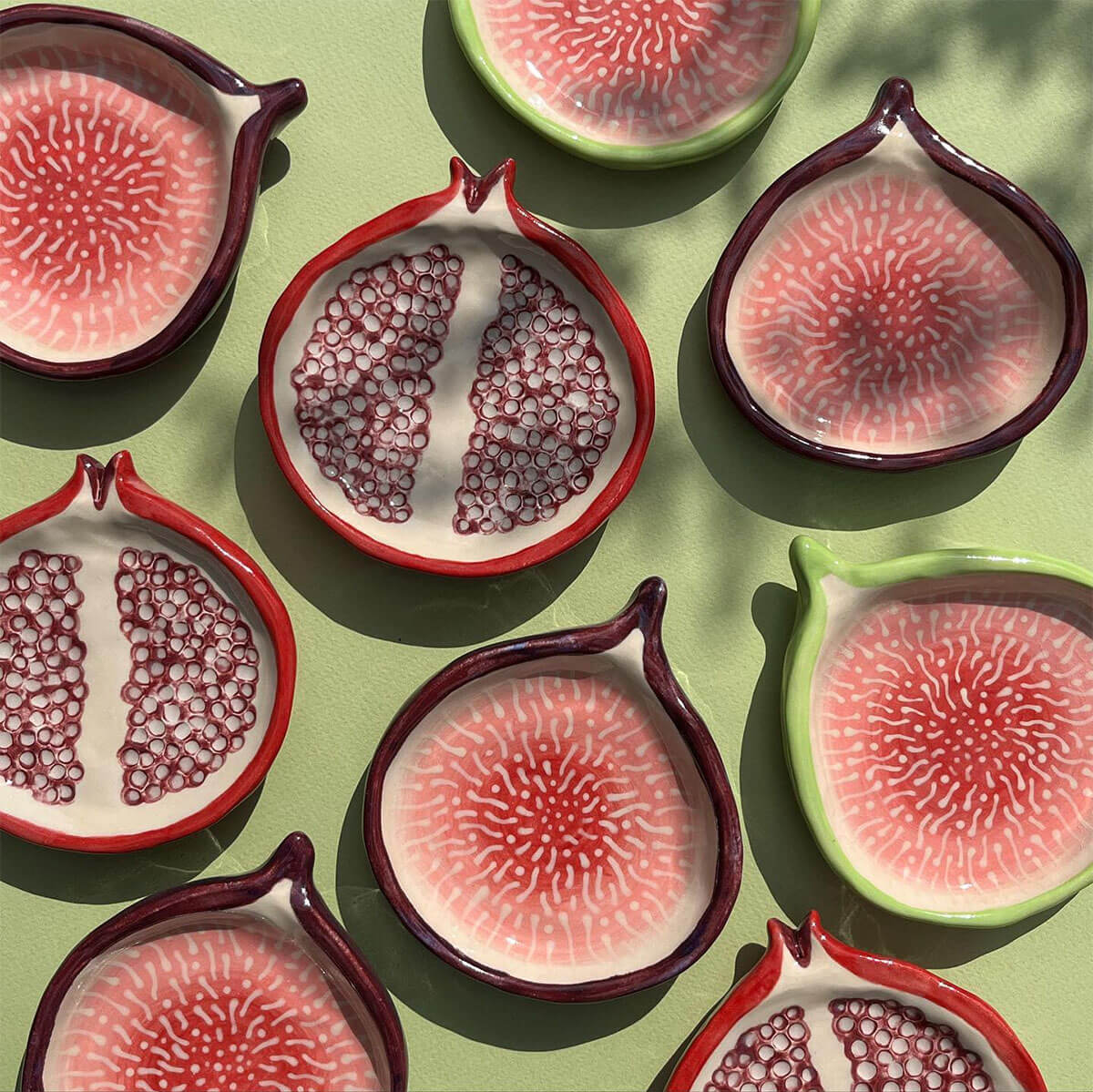 fig and pomegranate ceramic dishes
