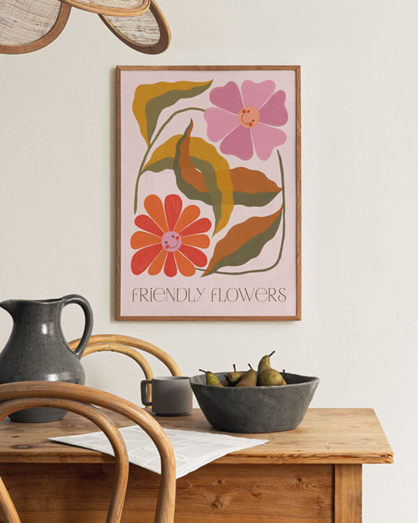 friendly flowers art print