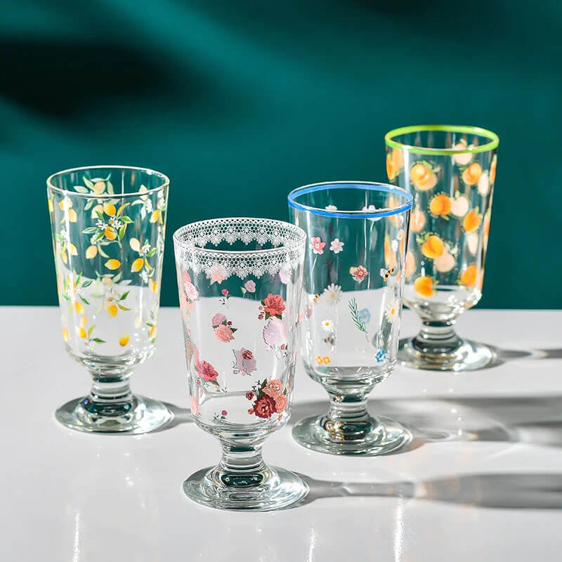 fruit and flower glass goblets