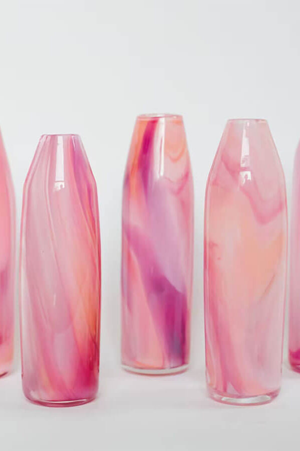 maria ida glass blown pink vases
