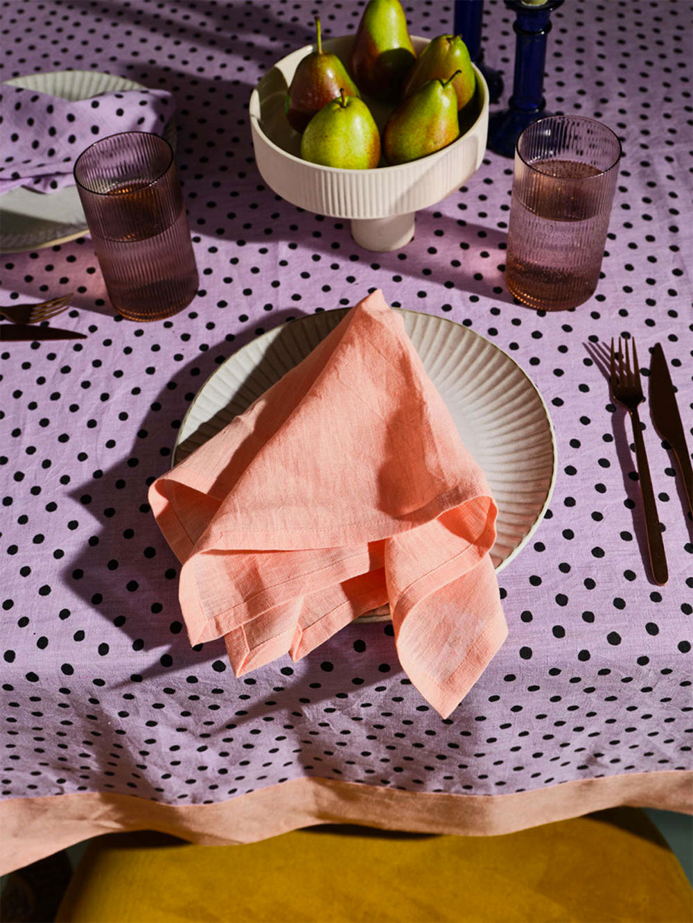 mosey me colorblock dinner napkins + table cloth