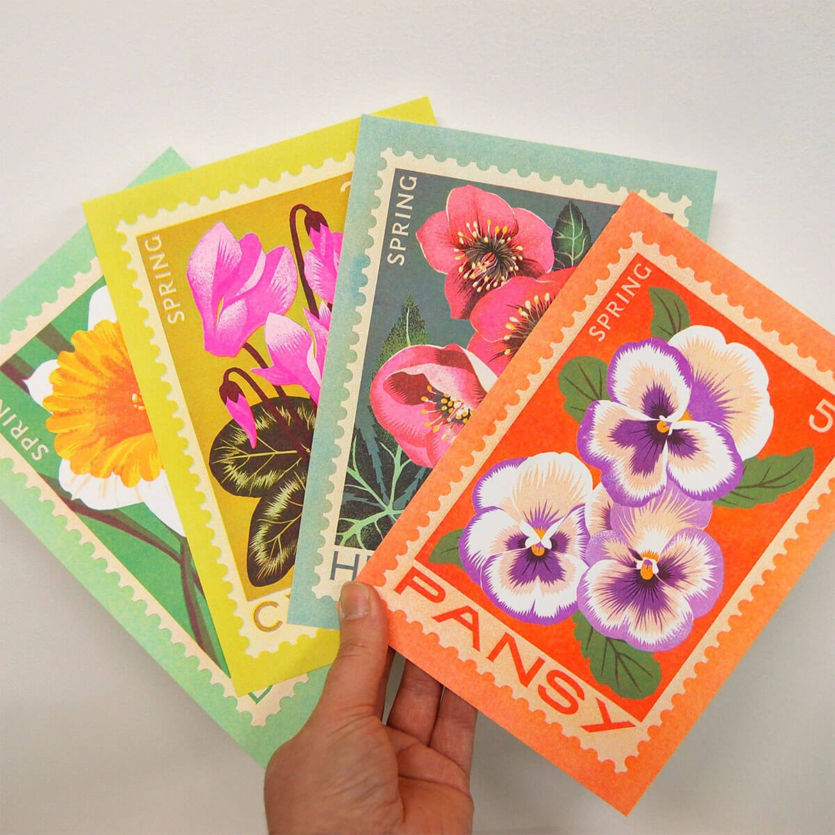 Flower stamp art print series by printer johnson
