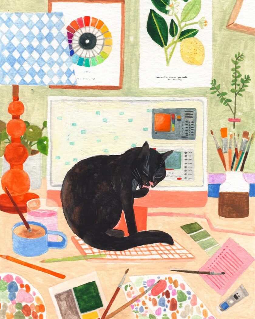 Creative Interiors + Cat Art Prints | studio wallflower