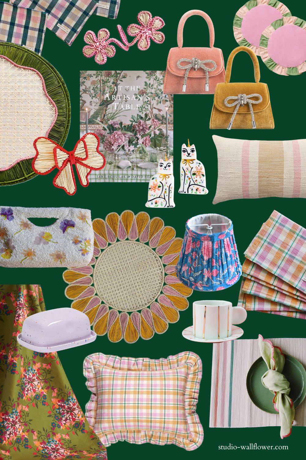 collage of thoughtful gift ideas and maximalist decor from wallflower