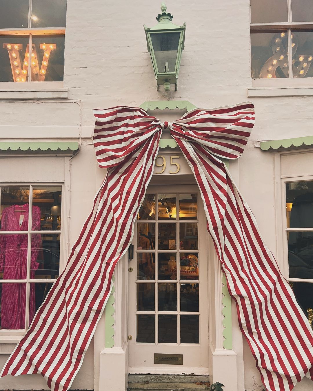 giant bow ribbon at Willow & Wolf store
