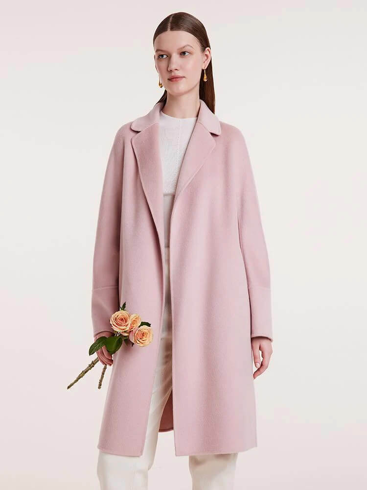 goelia notched lapel pink coat