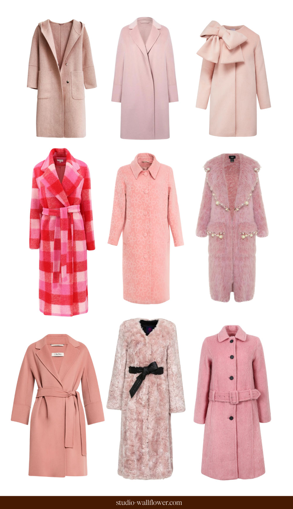 collage of pink coats