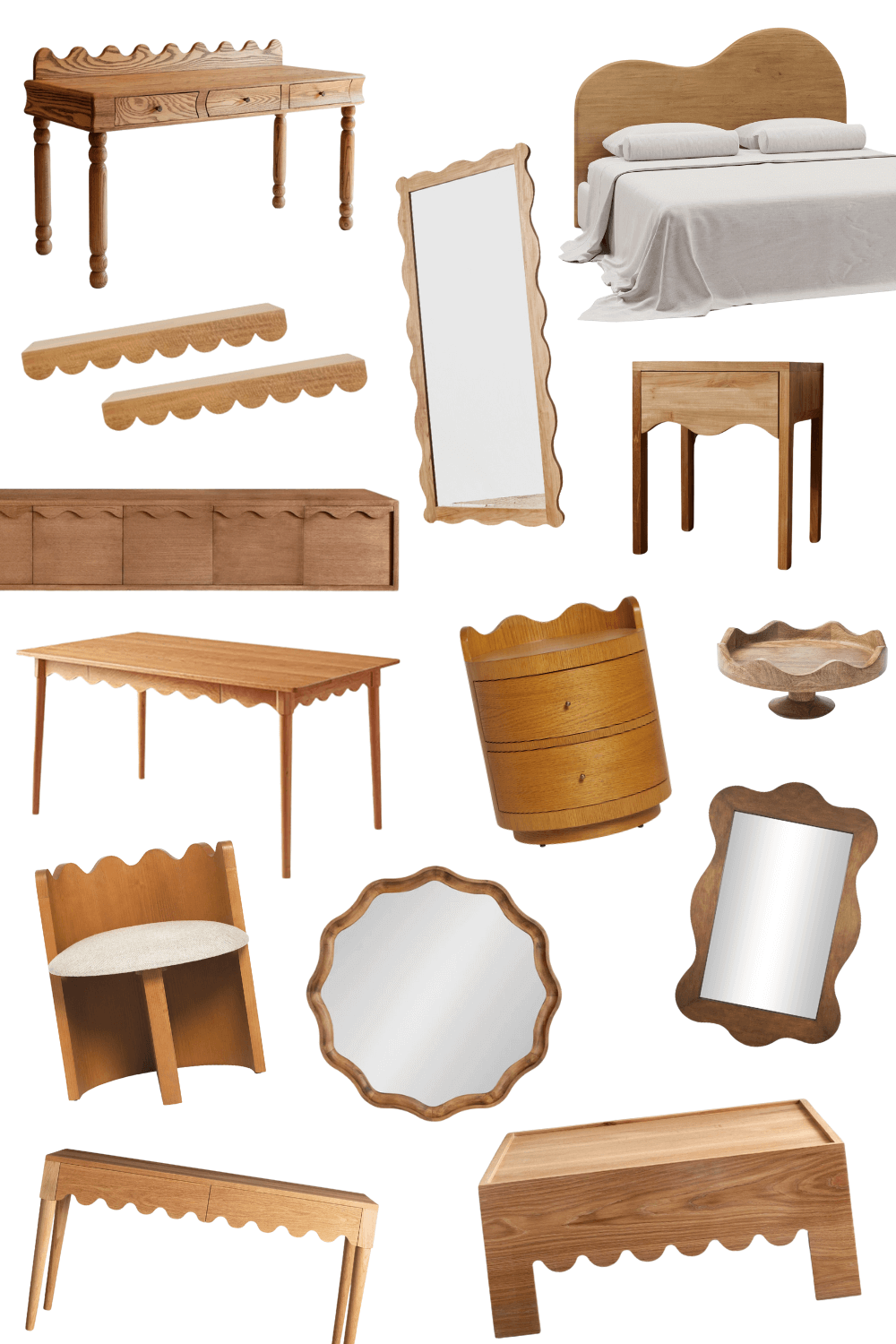 scalloped furniture collage of wood products