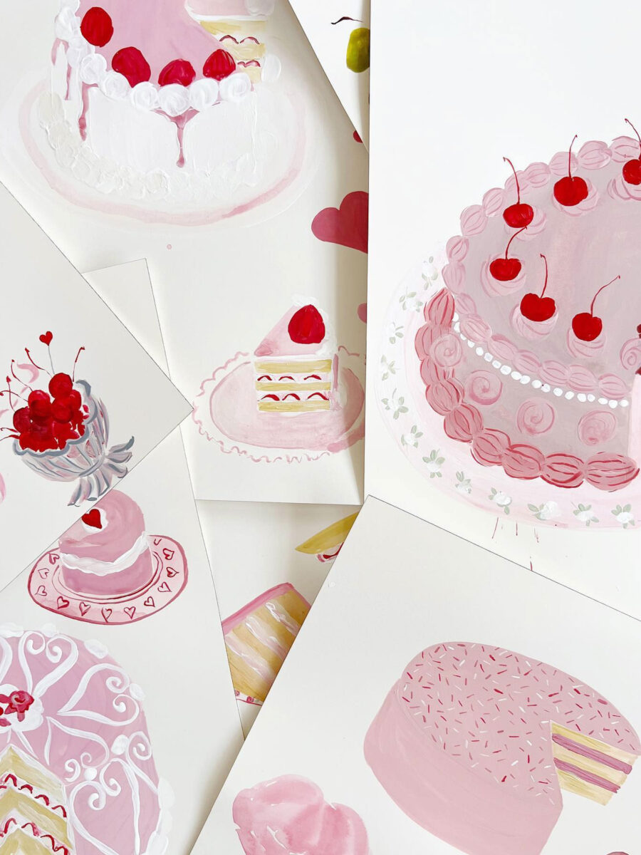 Cherry desserts illustrations 🎂🍰 by Tara Roma Gill