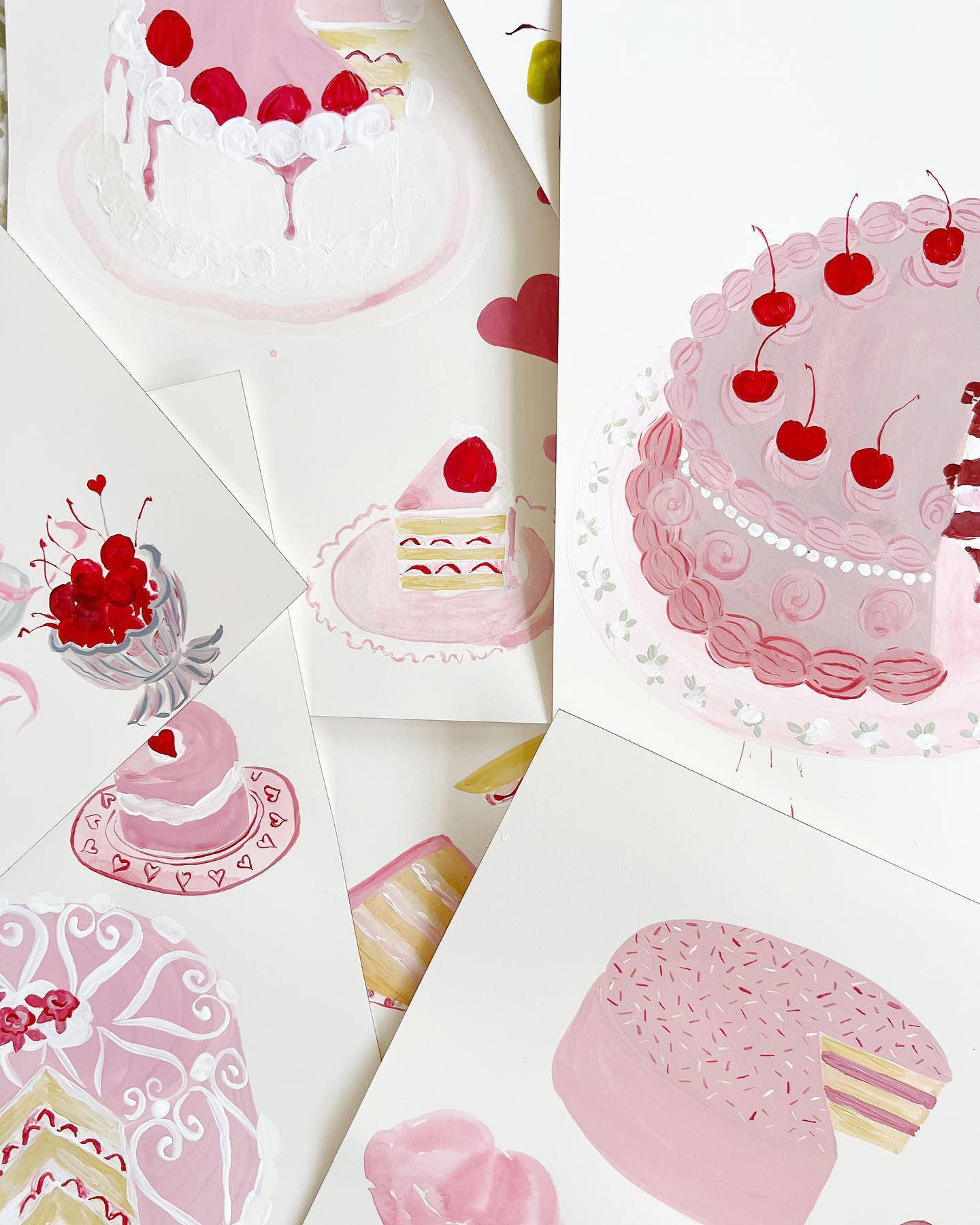 Cherry desserts illustrations 🎂🍰 by Tara Roma Gill