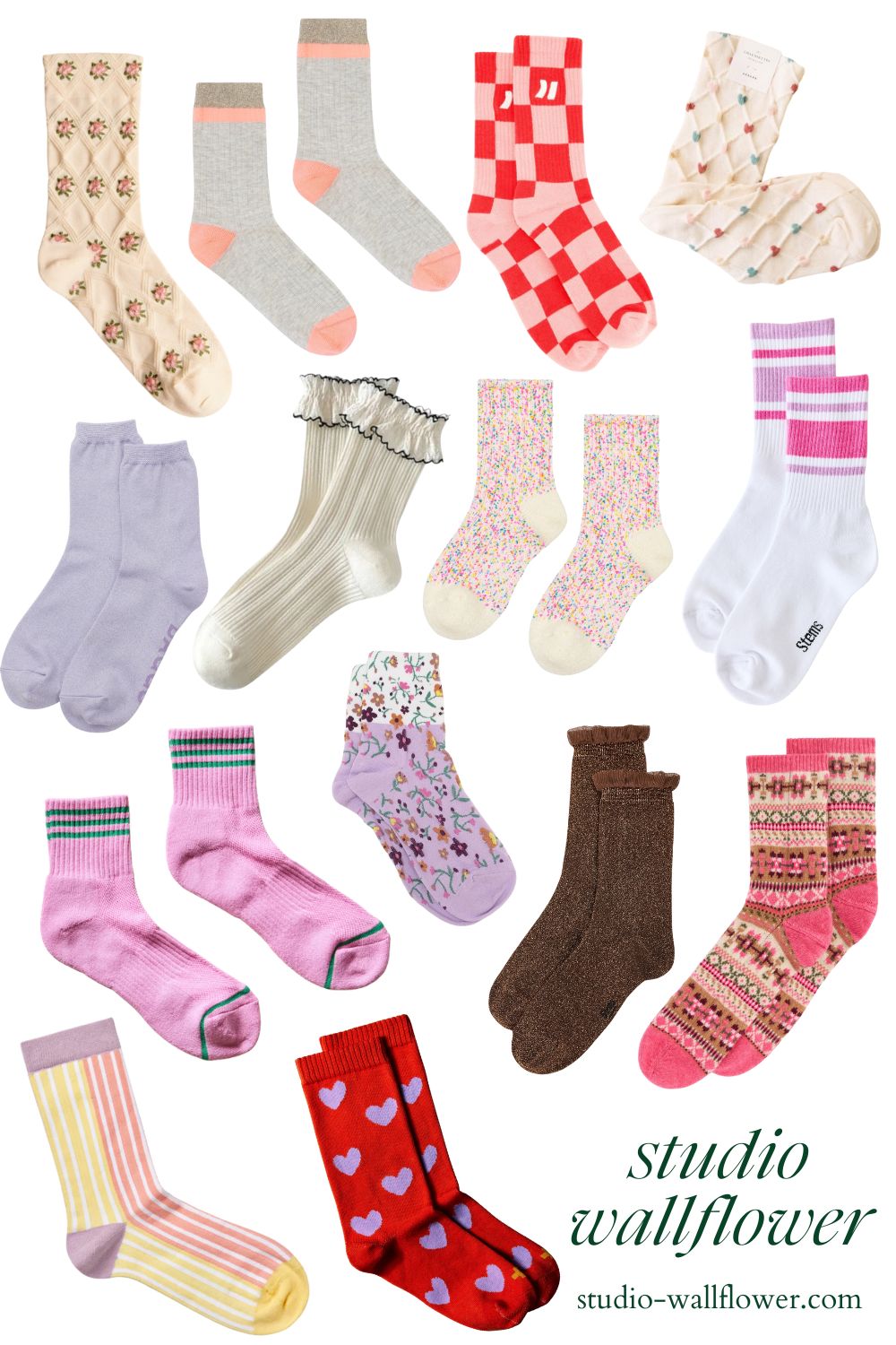colorful cute socks collage from wallflower