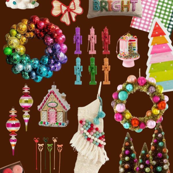 Colorful Collage of Rainbow Christmas Decor & Ornaments