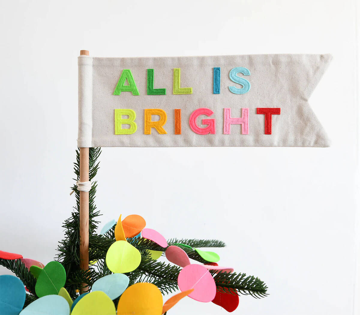 all is bright rainbow christmas tree topper