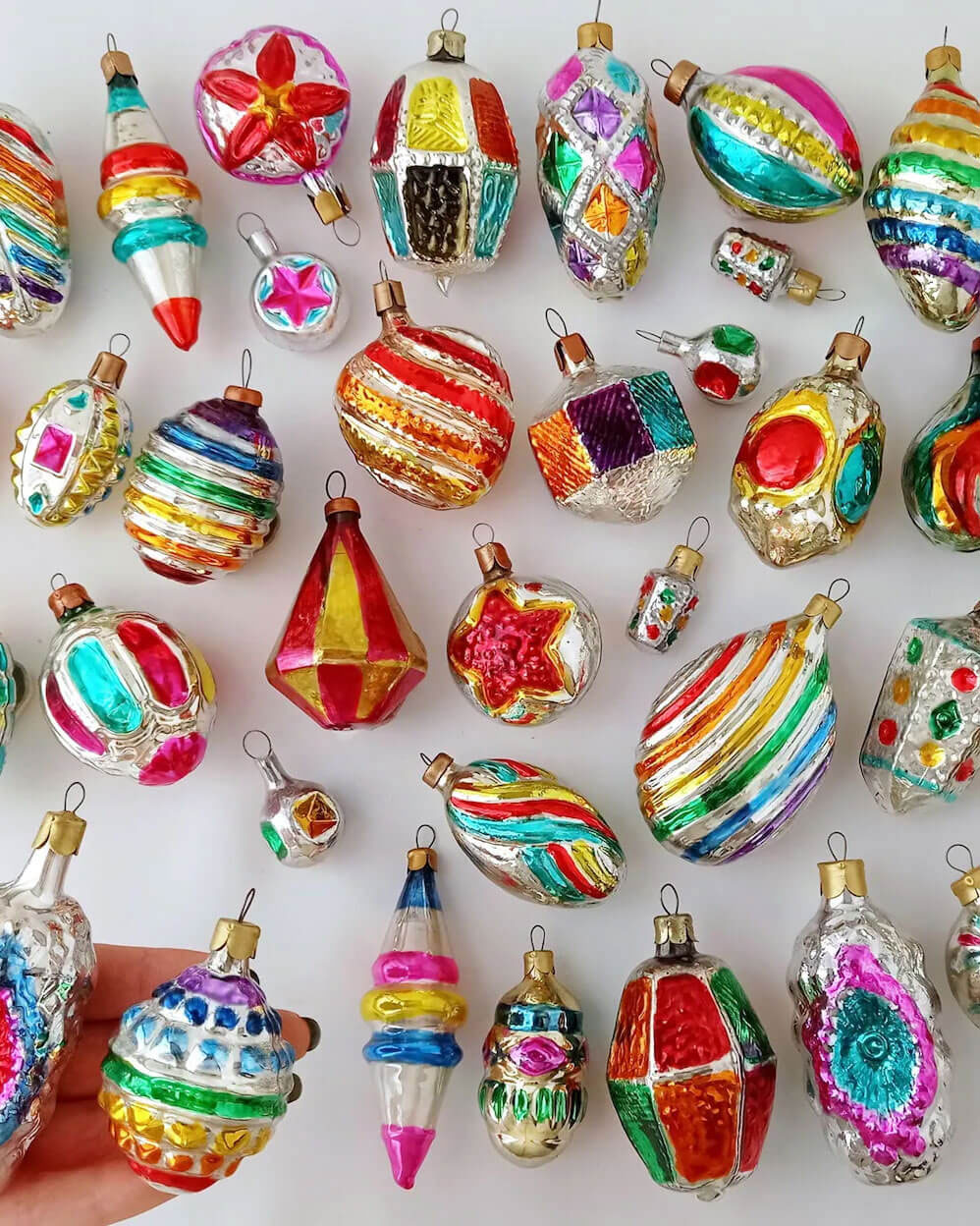 vintage rainbow christmas ornaments etsy