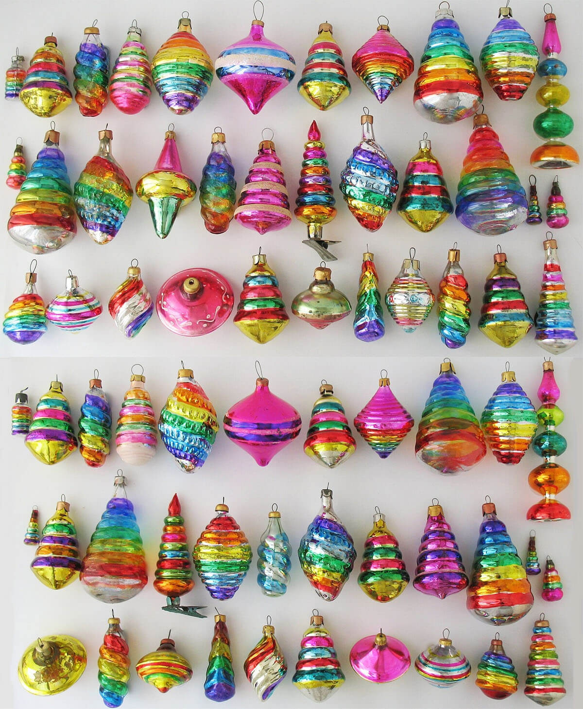 rainbow vintage christmas ornaments