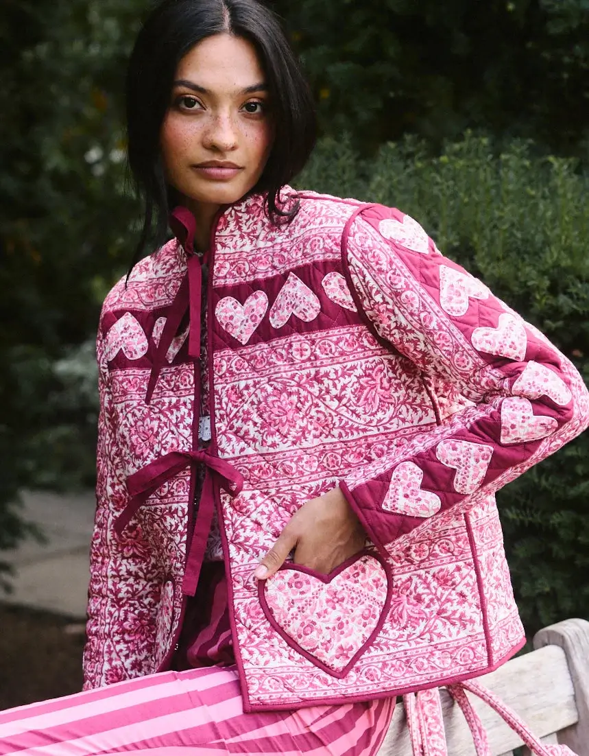 heart quilted jacket by pink city prints