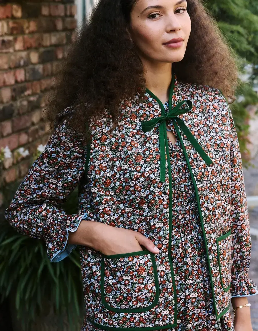 Floral Cinnamon Meadow Maggie Gilet Vest Pink City Prints