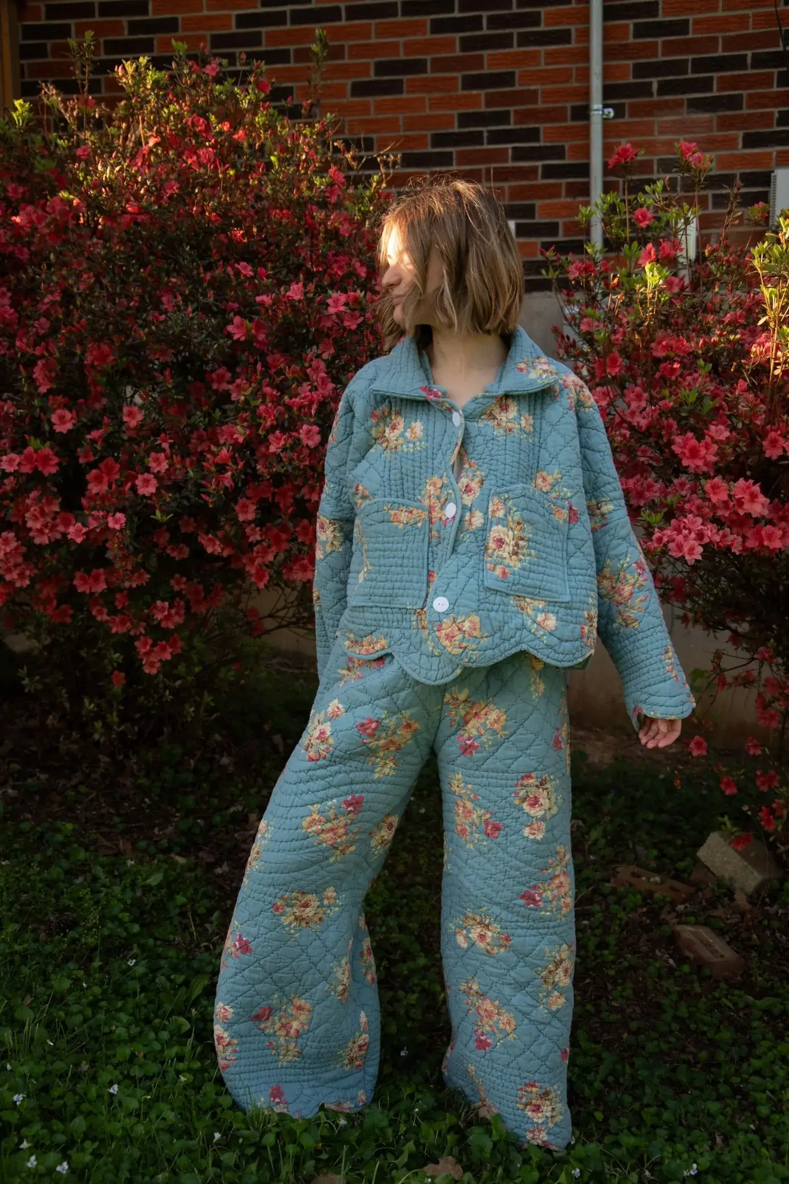 Handmade quilt jacket and patchwork pants set from janemwithlove - shop clothing quilted coats