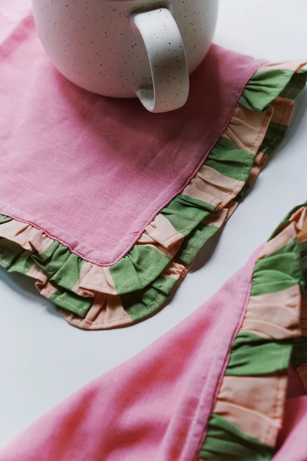 tbco Cotton Napkins Set of 2 in Green Stripe