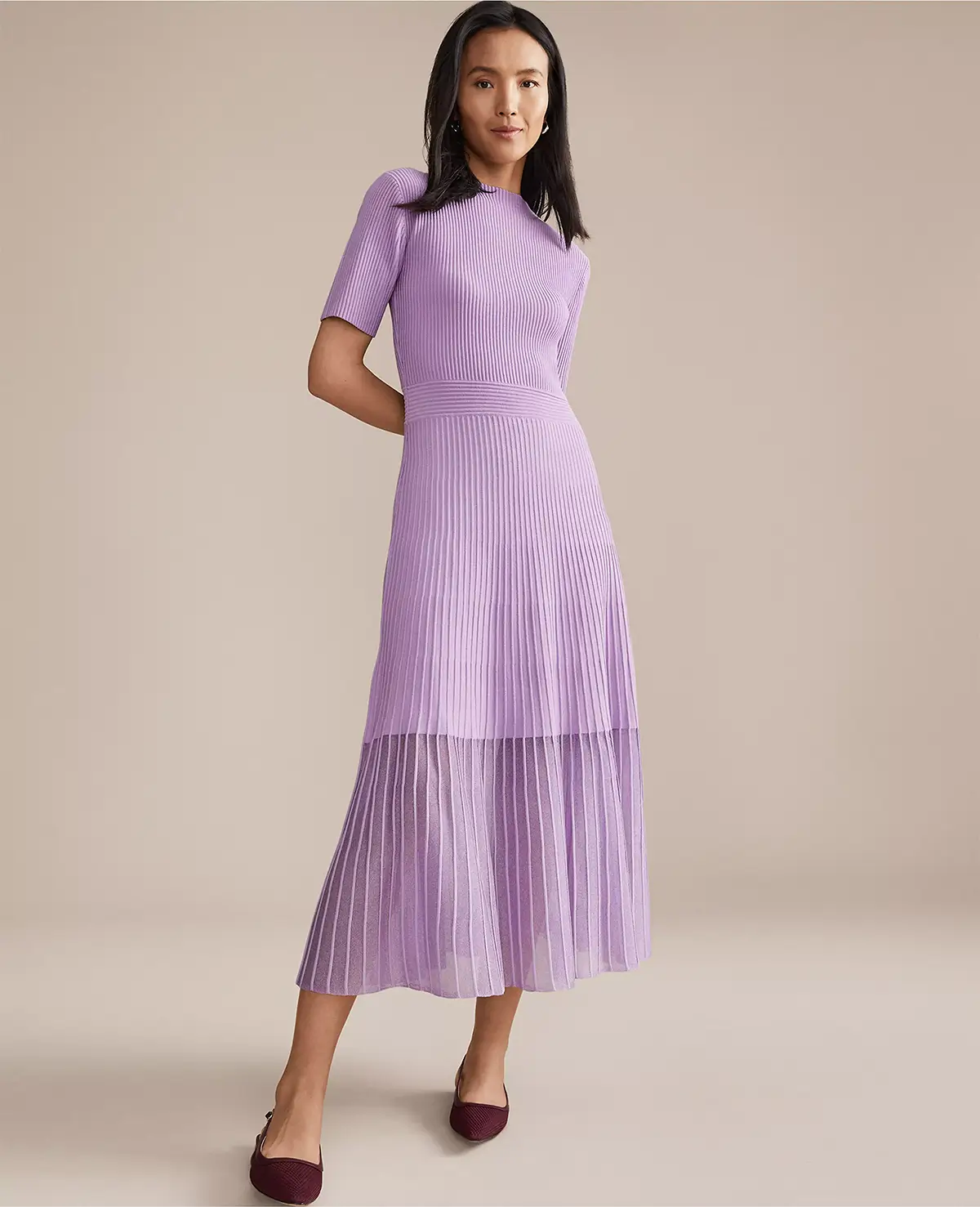 lavender mock neck sweater dress