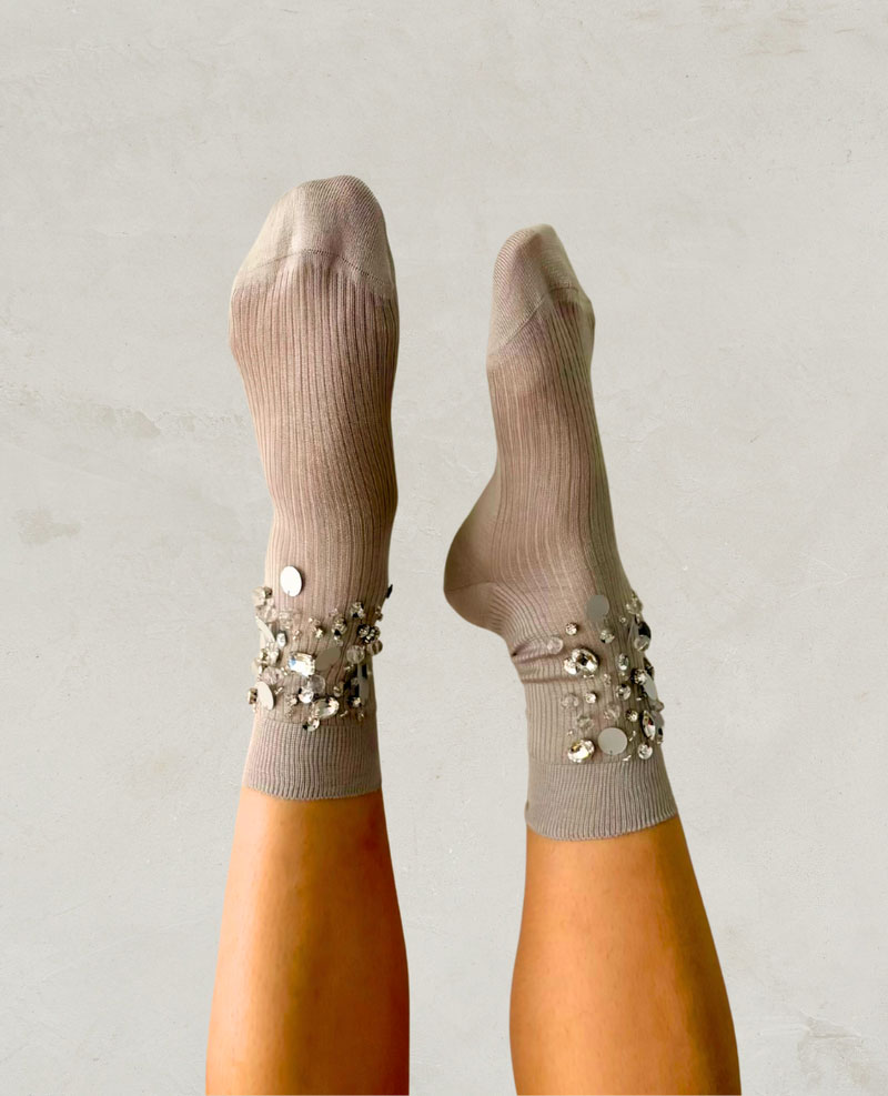 sequin embellished socks