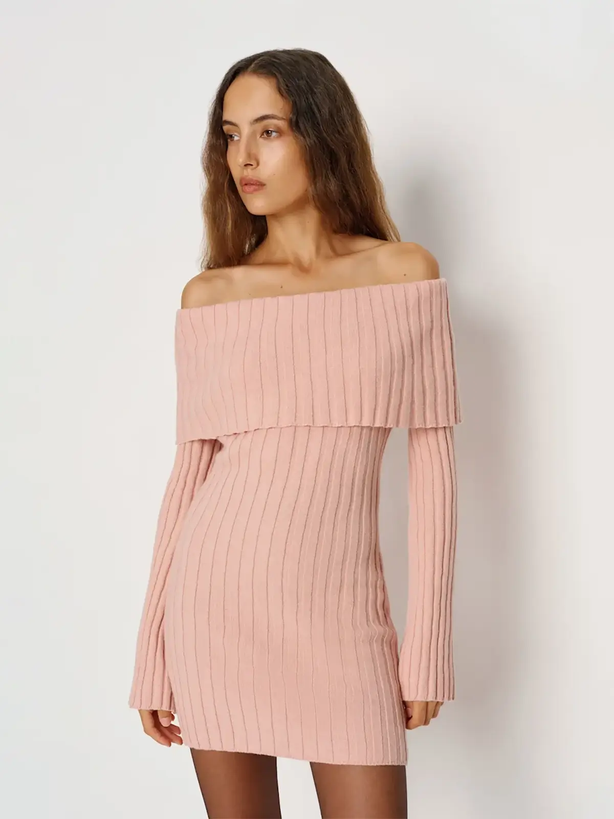 Reformation pink off shoulder sweater dress