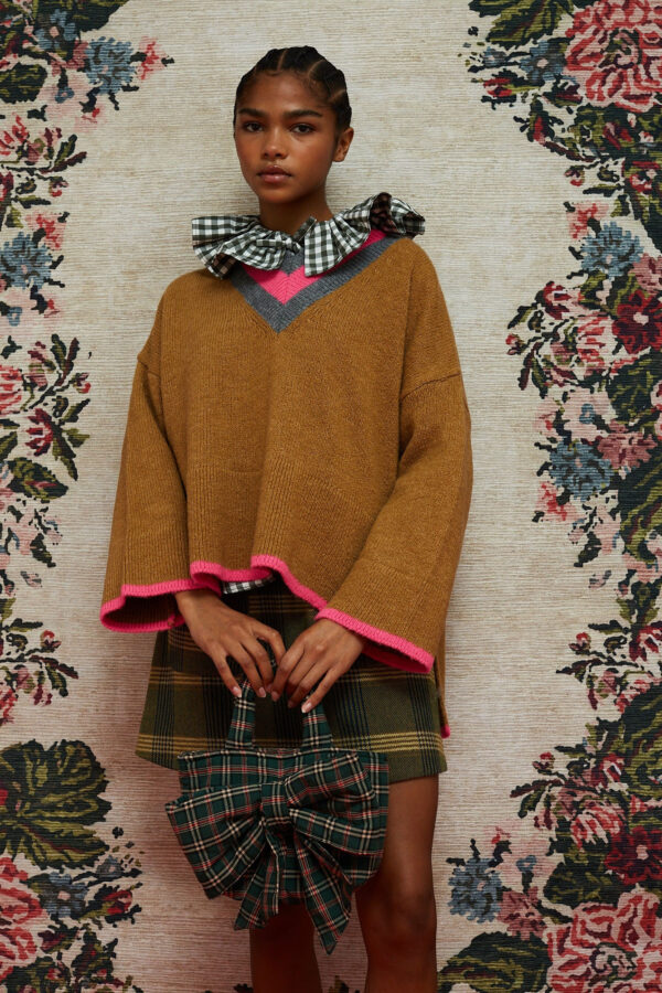 green tartan bow bag