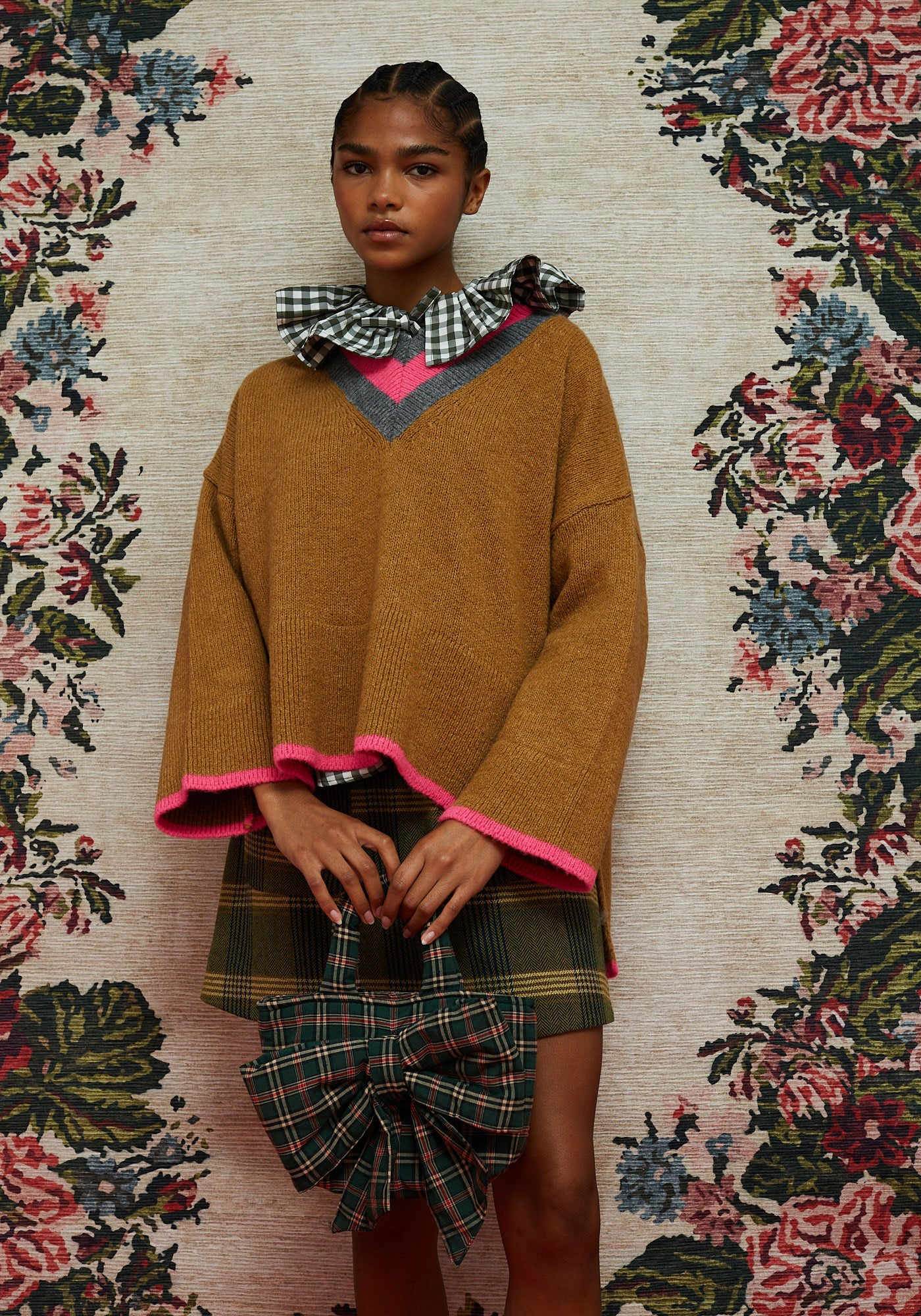 green tartan bow bag