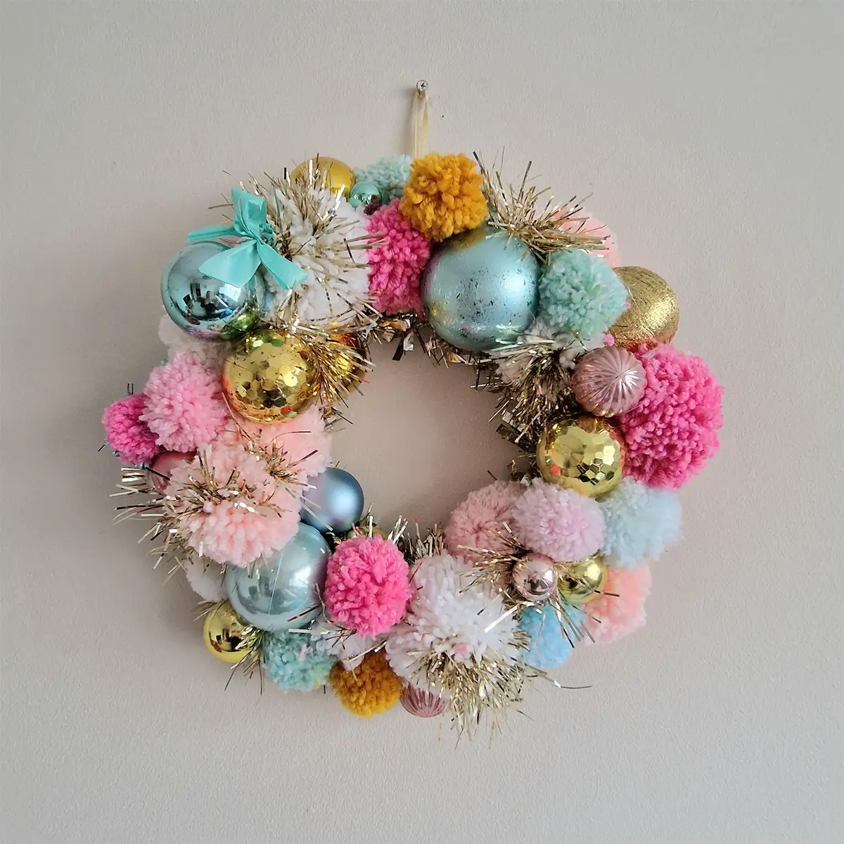pastel pom pom wreath
