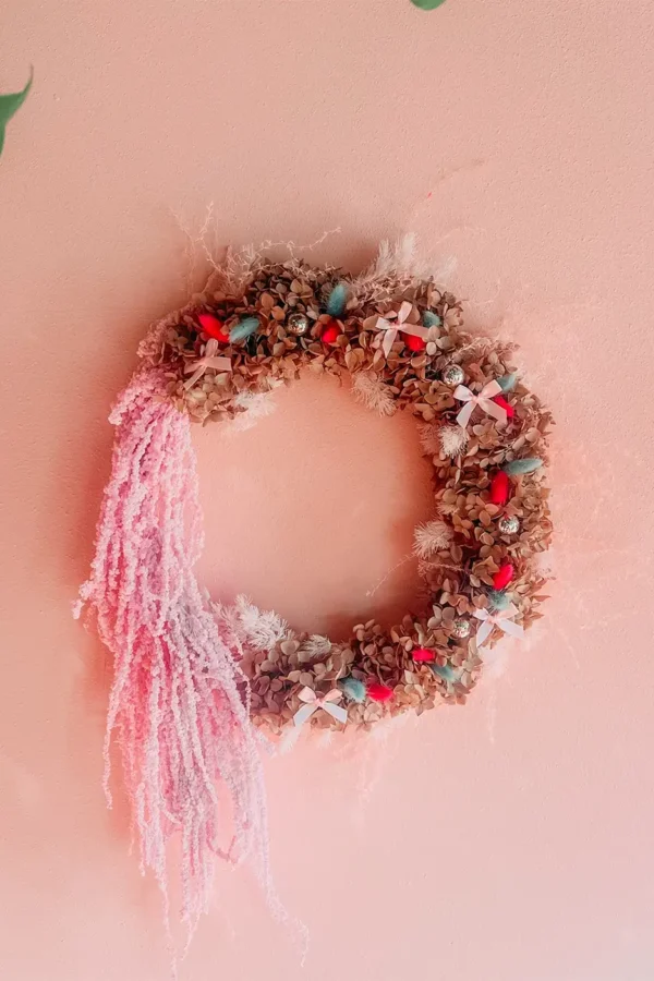 holiday colorful dried floral wreath