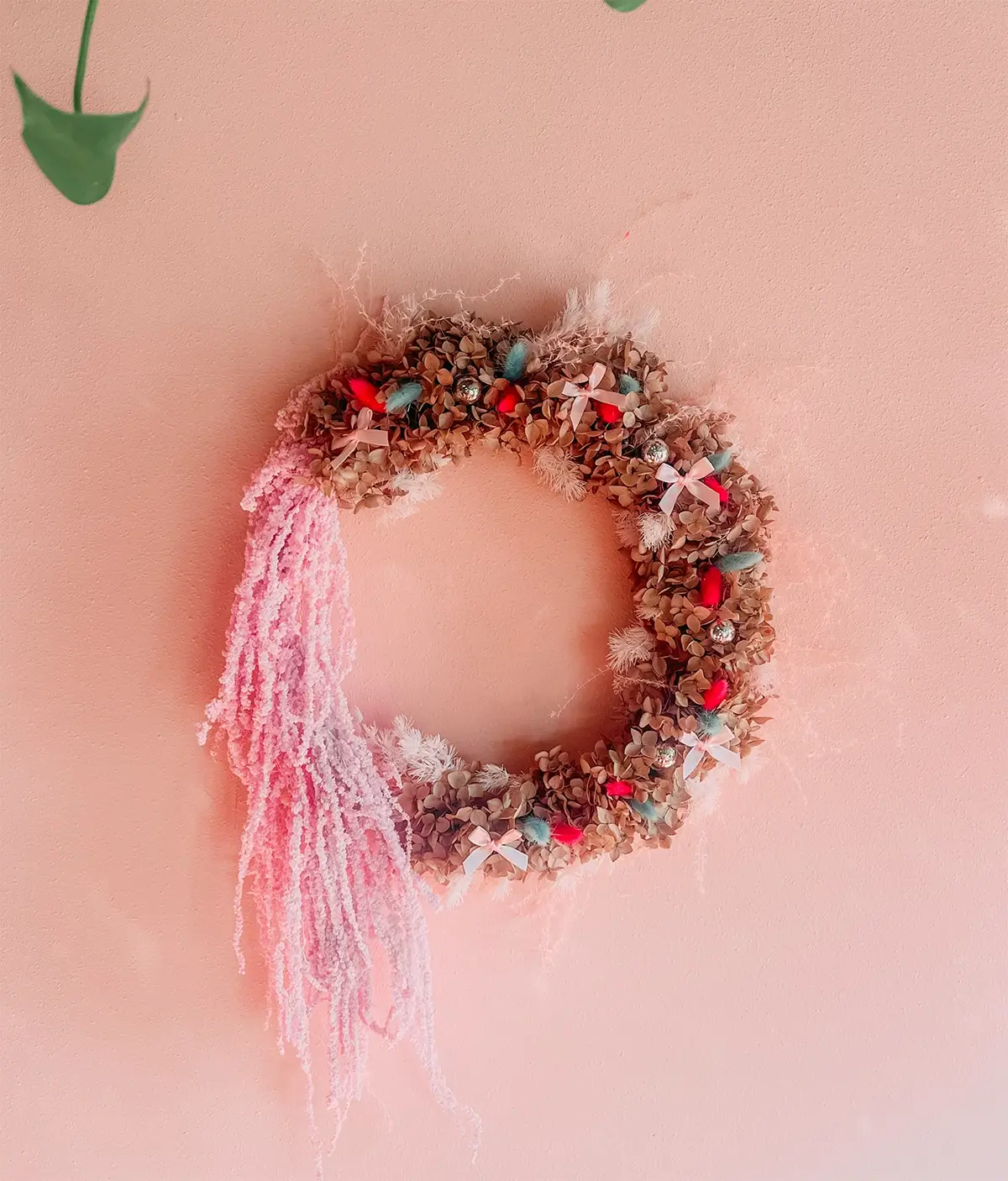 holiday colorful dried floral wreath