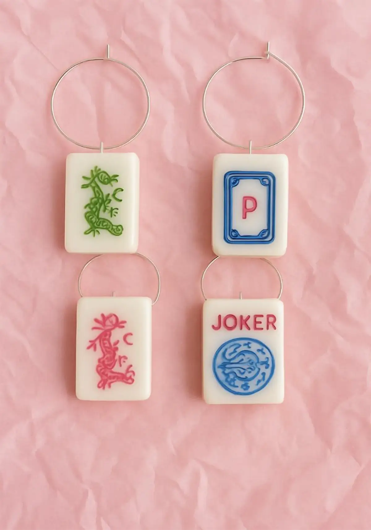 mahjong wine glass charms