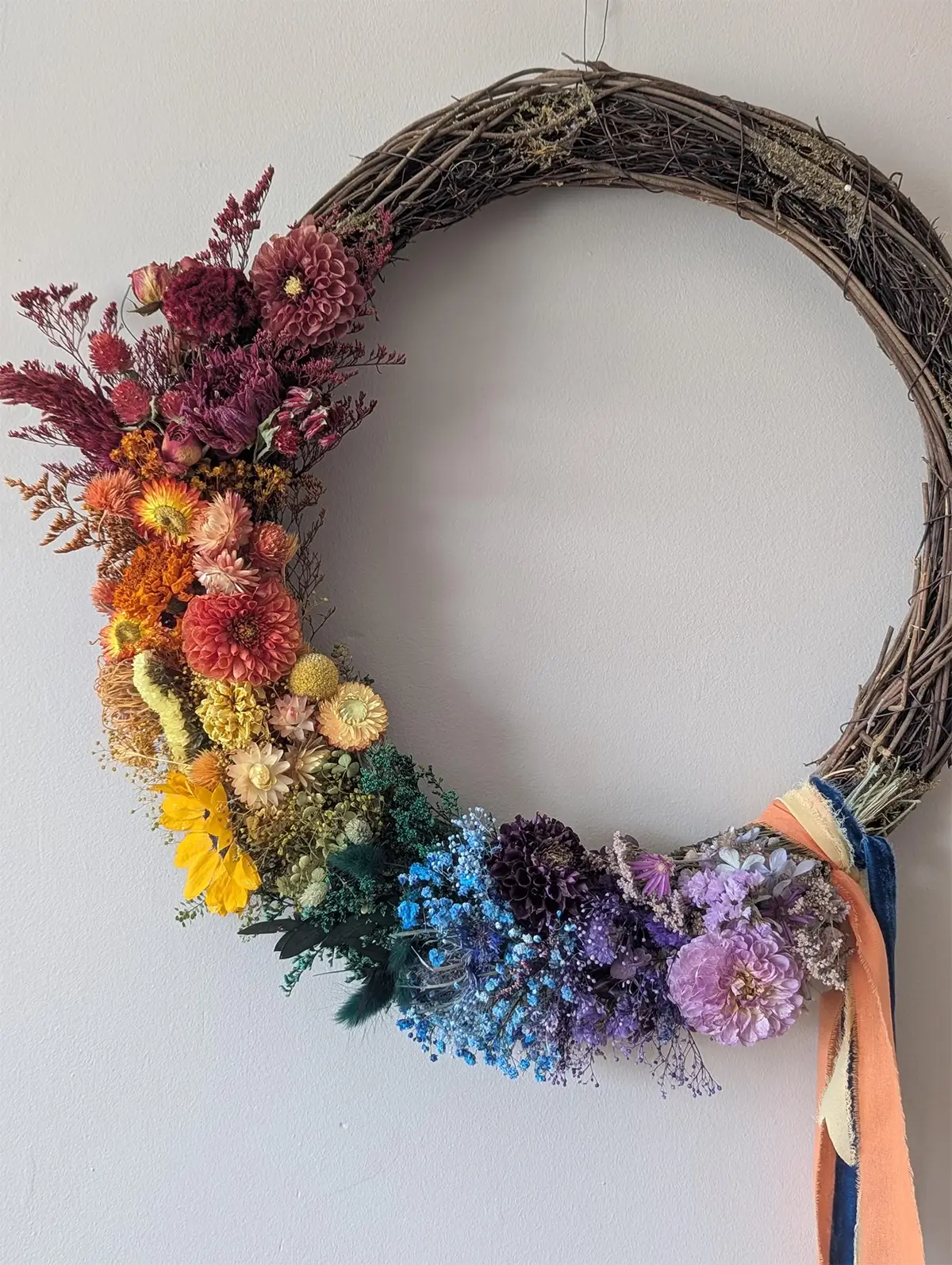 rainbow holiday wreath