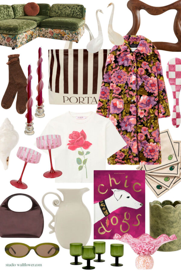 Moody pink, brown, and green color palette based on Pantone Color of The Year 2026 Cloud Dancer