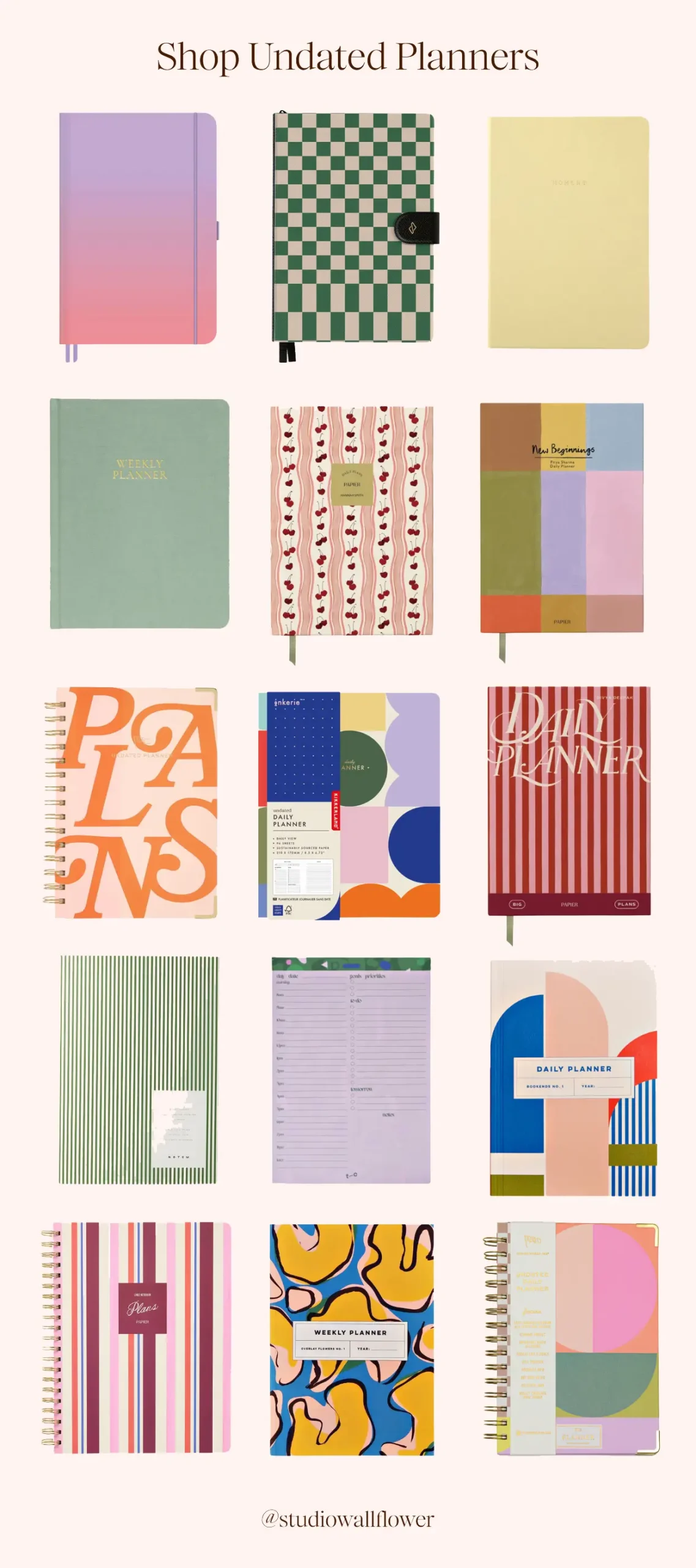 shop pretty undated planners on wallflower